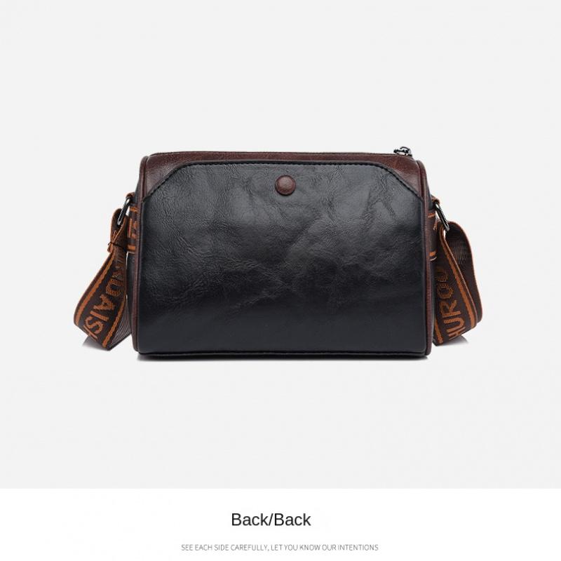 Retro Vintage Style Balck Brown Leather Crossbody Shoulder Bags For Women Casual Shopping Small Bag With Multi-Pockets