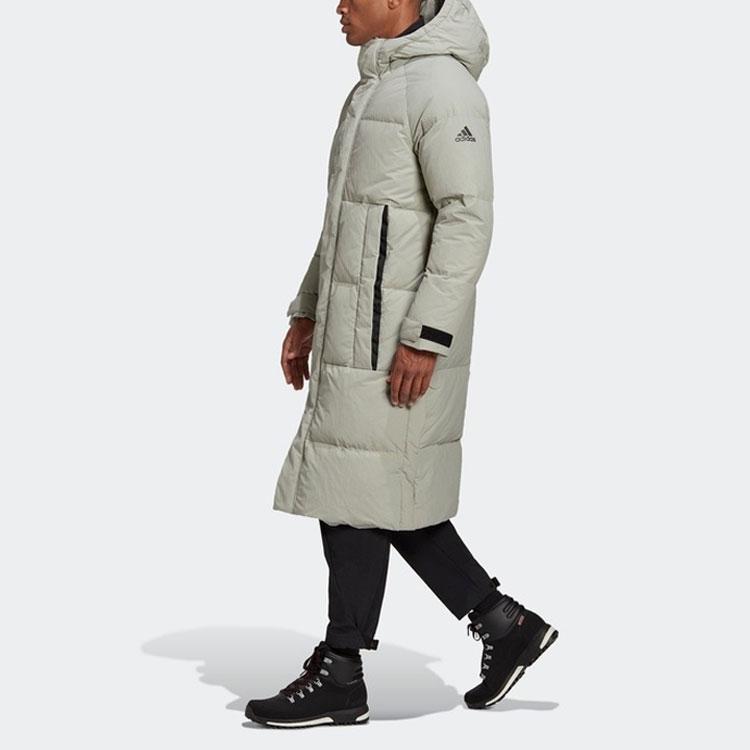 Adidas Сплошной цвет на молнии с капюшоном, пуховик, мужская верхняя одежда, серый FT2489