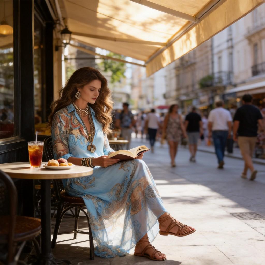 Vintage Chiffon Print Dress With Splicing Design For Casual Travel And Date Nightwear