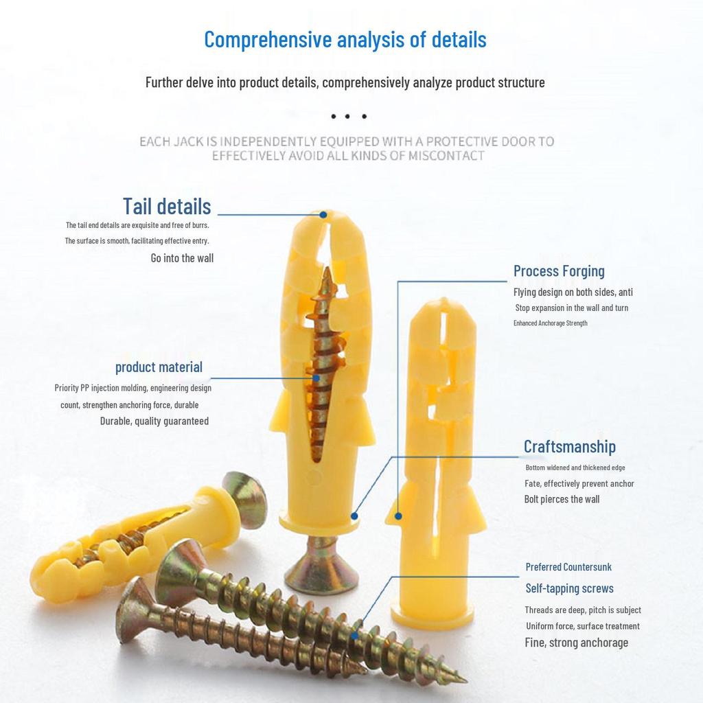 Пластиковые распорные дюбели M6 и настенные пробки для саморезов (6 мм и 8 мм)