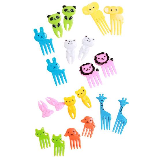 10Pcs Creative Plastic Mini Fruit Fork Lunch Decoration Cartoon Elephant Giraffe Bento Stick Party Favors