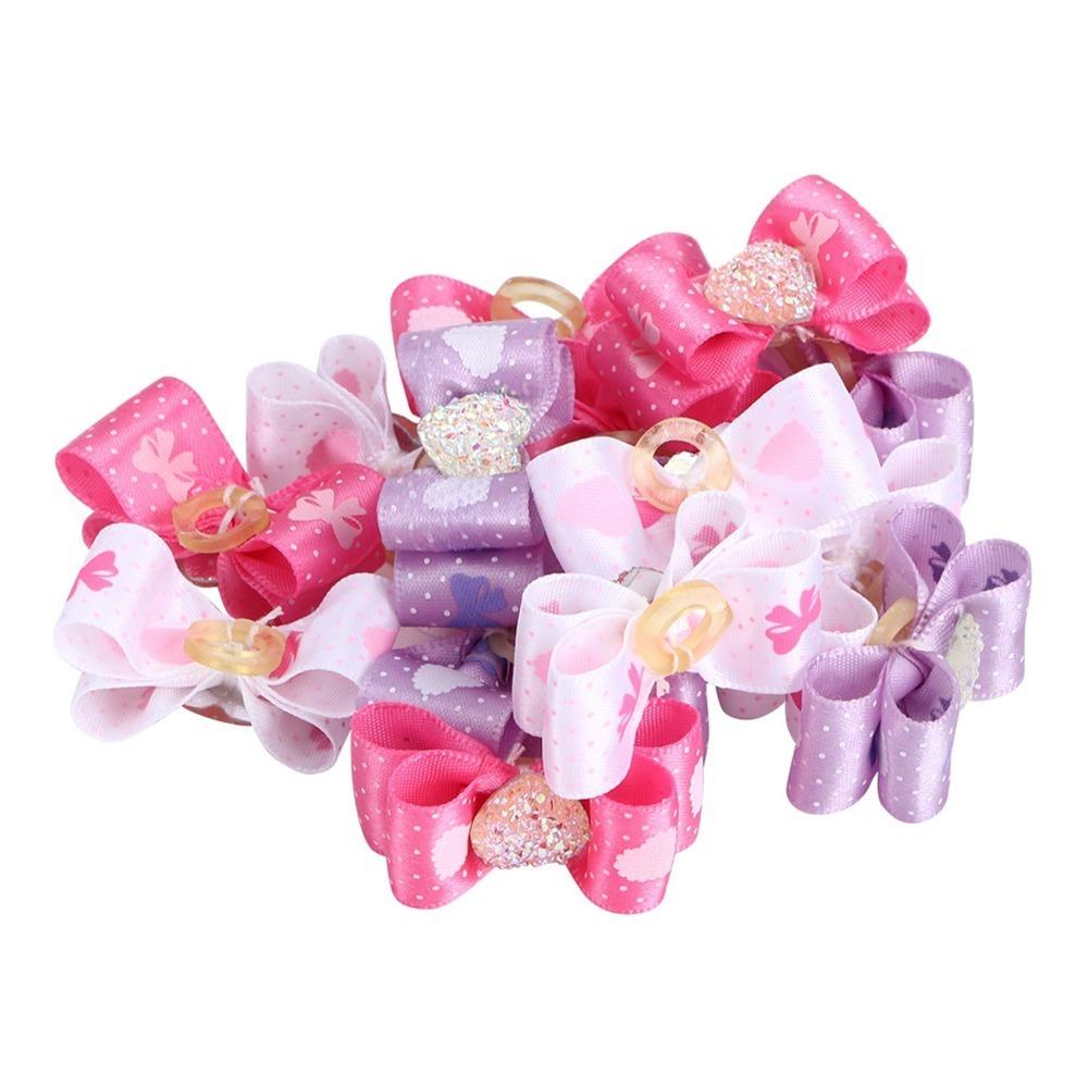 15Pcs Gradient Tone Pet Bow Hair Bows Heart Shaped Gradient Ribbon Bow Pet Grooming Styling