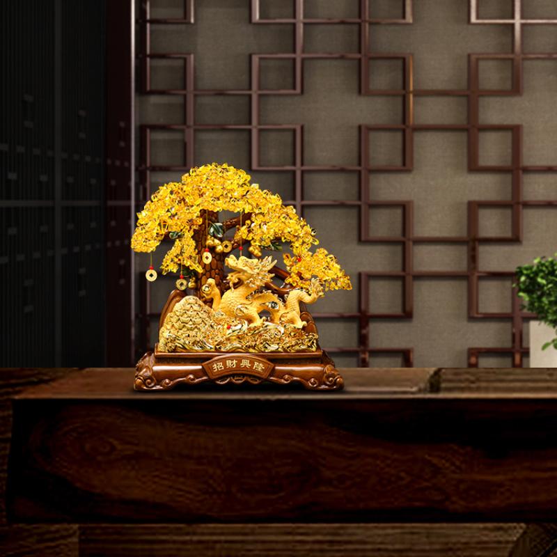 Денежное дерево из смолы Золотой дракон Украшение Изделия из смолы Аксессуары Фэн-шуй Подарок на новоселье и открытие Привлечение богатства