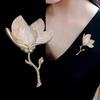 Magnolia Flower Brooch for Women Enamel Alloy Flower Lapel Pin for Jackets Dresses Coats Hats Accessories