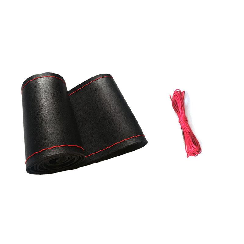 Braid On Steering Wheel Car Steering Wheel Cover with Needles and Thread Artificial Leather Diameter 38cm Auto Car