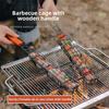 Outdoor Wooden Handle Barbecue Cage Camping Meat and Vegetable Barbecue Grid Picnic Barbecue Tools Charcoal Grilled Sausage Sign