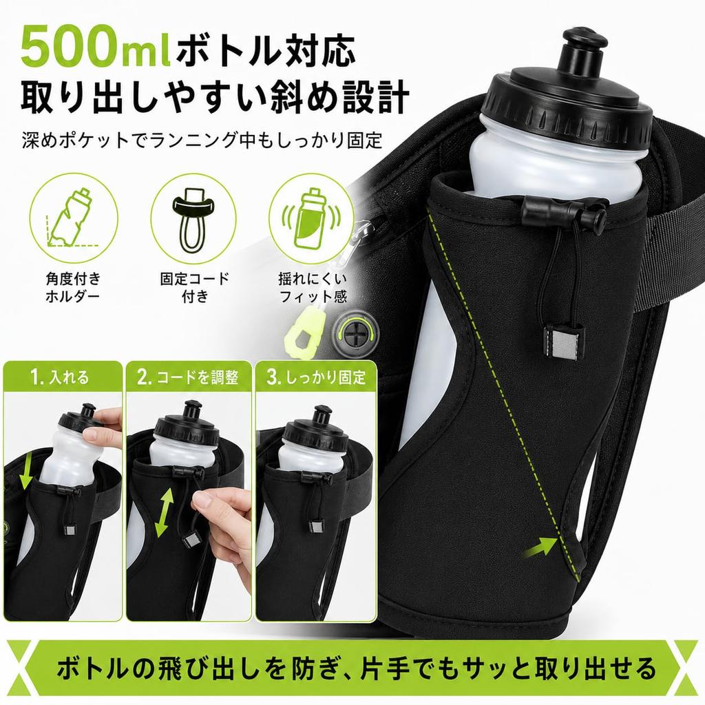 KQSWS Running Pouch with Water Bottle Smartphone Waist Stable Reflective Suitable for Sports Earphone Dark Gray Holder, Storage, Bag, Design, Lightwei