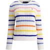Polo Ss23 Striped Logo Embroidered Crew Neck Long Sleeve Sweater Women Sweater White 211904647-001