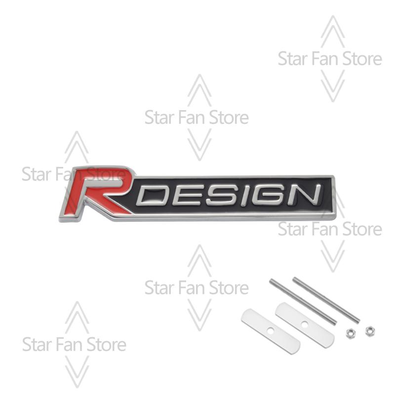 Metal R Design Grille Badge 3D Stickers Car Trunk Body Emblem Decal Car Styling For Volvo S40 S60 S80 V60 XC40 XC60 XC90 V40 AWD