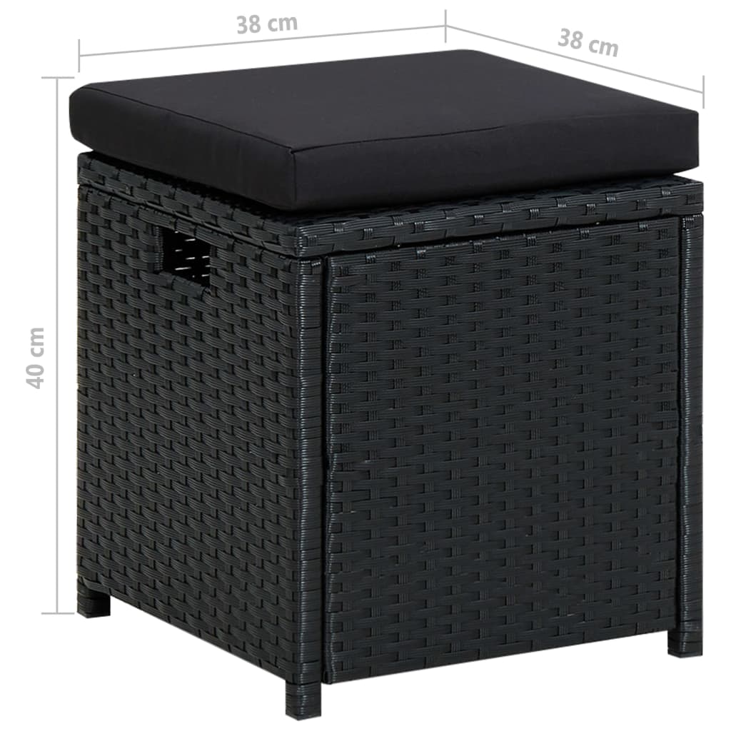 6 piece garden lounge set with cushions poly rattan black