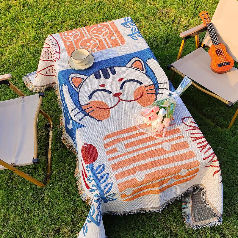 Этнический узор Скатерть для улицы - Водонепроницаемый коврик для пикника для кемпинга, пляжа, пола палатки, торговой палатки и богемного домашнего декора Накидка на стол