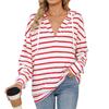 Fashion Women's Striped Hooded Autumn Sweatshirt Loose Casual Hooded Sweatshirt