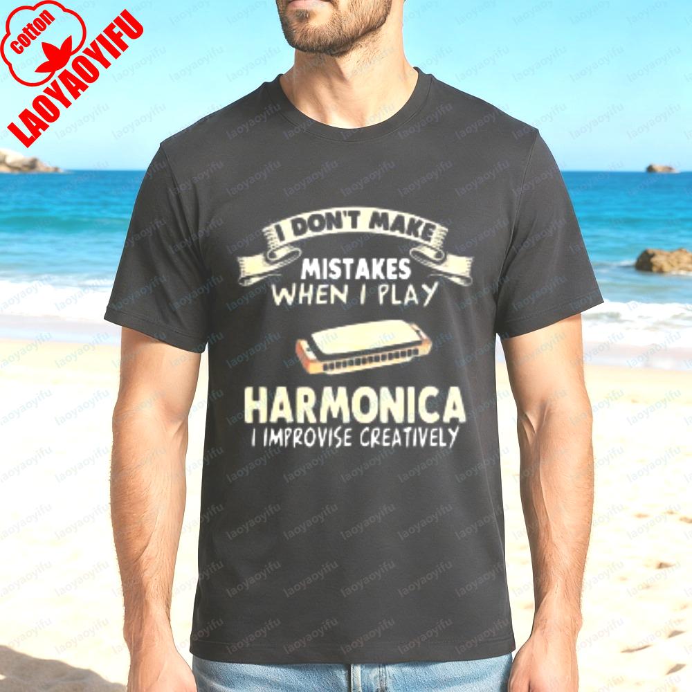 Harmonica Music Quote Design Unisex Cotton TShirt Casual Summer Beach Wear For Men And Women With Fun Humor Statement