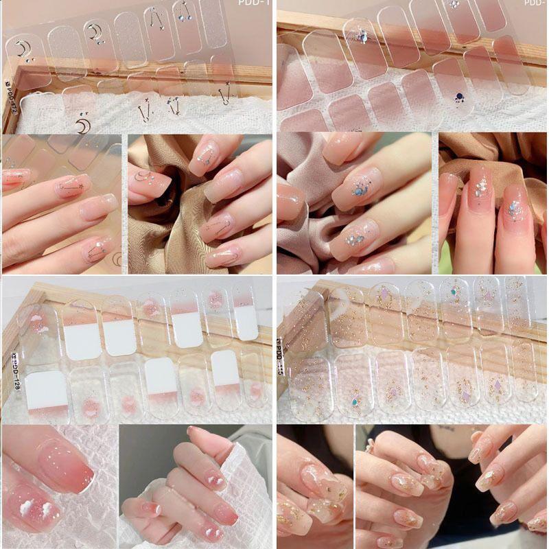Press On Nail Stickers 1 Sheet Long Lasting Floral Pattern Self Adhesive Fake Nails for Gift Giving