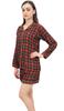 Women Full Sleeve Sleepwear Check Print Shirt And Shorts 2 Pcs Set -