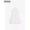Zaprha 2025 Новинка Ламинированное украшение Подвесной воротник Короткое платье С отделкой на талии Короткое Маленькое 5107314
