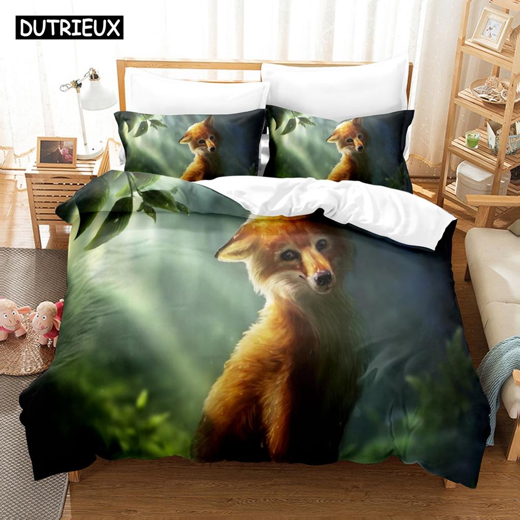 Комплект постельного белья Fantasy Fox с 3D-печатью, пододеяльник с наволочкой, двуспальная кровать, односпальная кровать размера King