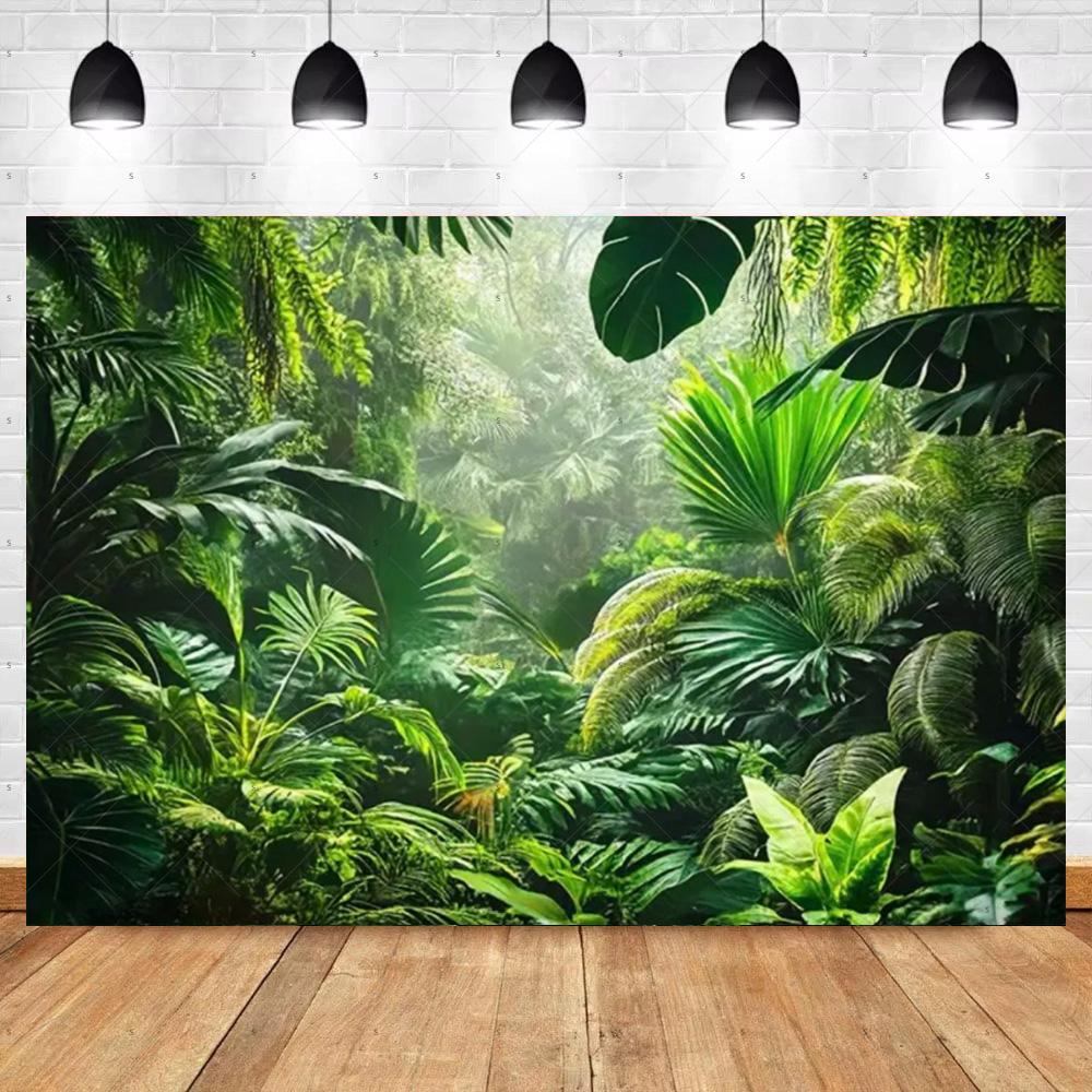 Tropical Rainforest Photography Backdrop Forest Jungle Green Tree Background Natural Scenery Party Decoration Photo Studio Prop