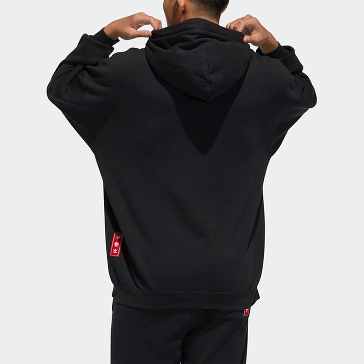 Adidas Оригинальная толстовка с новогодней тематикой и двойным шнурком, мужская толстовка с капюшоном, черная GP1865