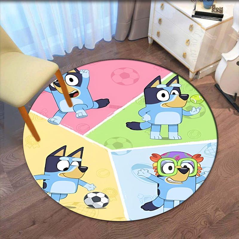 Bluey Printed Round Rug Carpet Chair Rug Area Rug Entryway Doormats,for Office Chair Living Room Bedroom Kitchen Room.