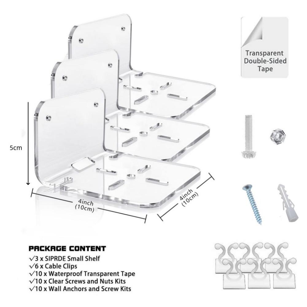 3 шт. Акриловая настенная полка Универсальные самоклеящиеся полки для монитора, камер, динамиков Маленькая плавающая полка для спальни, гостиной