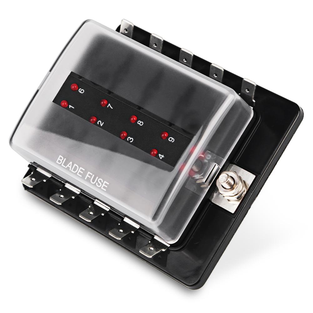 10 Way Blade Fuse Car Fuse Box Holder Block Warning Indicator Light Kit for Car Boat Marine 12V Power Distribution Panel Board Fuses4