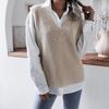 Women Spring Fall Knitted Vest Sweater Jumper Pullovers Top V-neck Sleeveless Loose Waist Solid Color  S-L