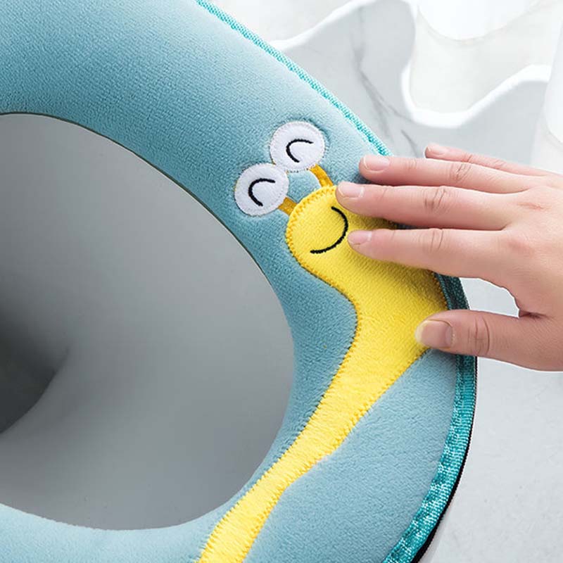Washable Toilet Seat Cushion Household Four Seasons Universal Waterproof Zipper Toilet Seat Cover Cute Cartoon Bathroom Toilet Seats Pads with Handle