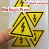 10 Yellow PVC Warning Stickers - 35mm, Electric Shock Hazard for Electrical Cabinets
