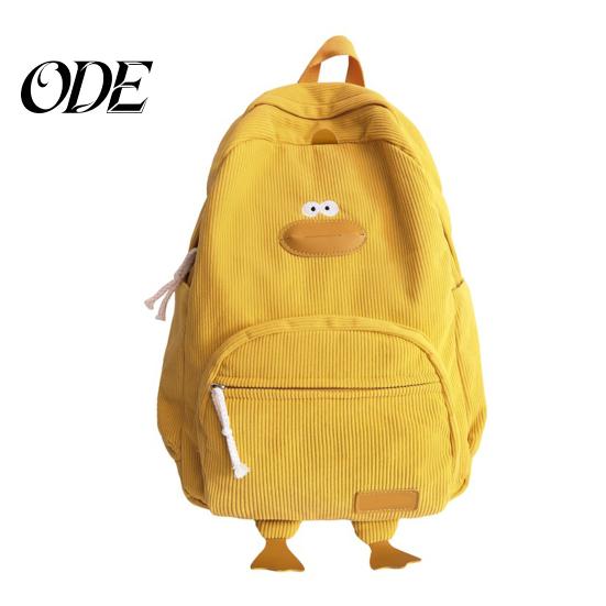 Travel Bag Duck Shape Corduroy Backpack Spacious Interior Wallets Casual Cell Phones Laptop Multipurpose