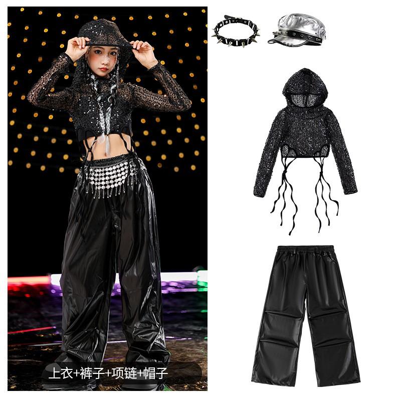Girls Hip Hop Dance Costume Kids Cool Stage Performance Outfit Winter Jazz Dancewear