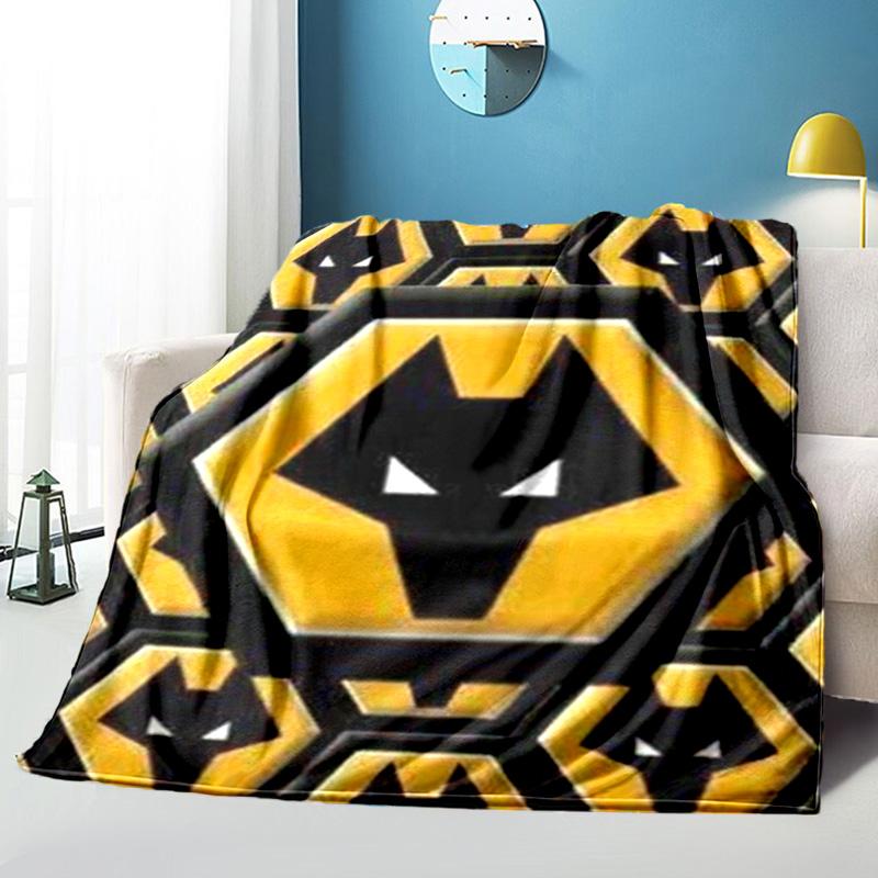 Wolves Football Club Emblem Printed Throws Blanket Soft Flannel Blankets for Couch Bed Gifts for Men Women Picnic blanket Christmas gifts