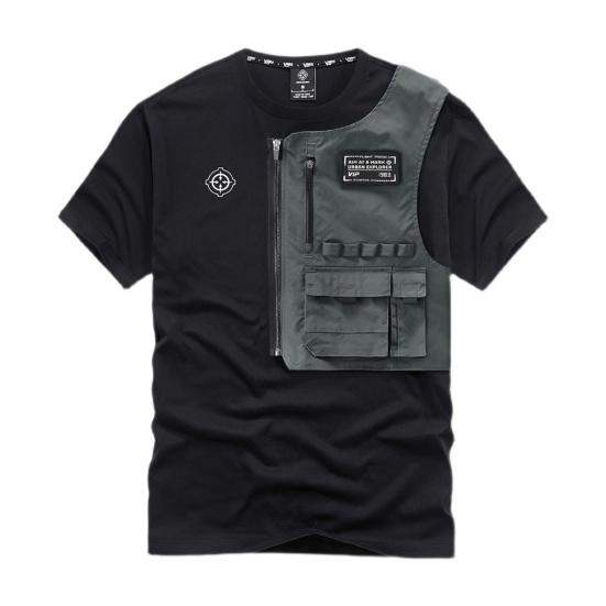 Мужская рубашка с декором на молнии, крутые съемные карманы, молодежный стиль, мягкая ткань, круглый вырез, свободный стиль хип-хоп, свитшот, мужские топы, мужская одежда