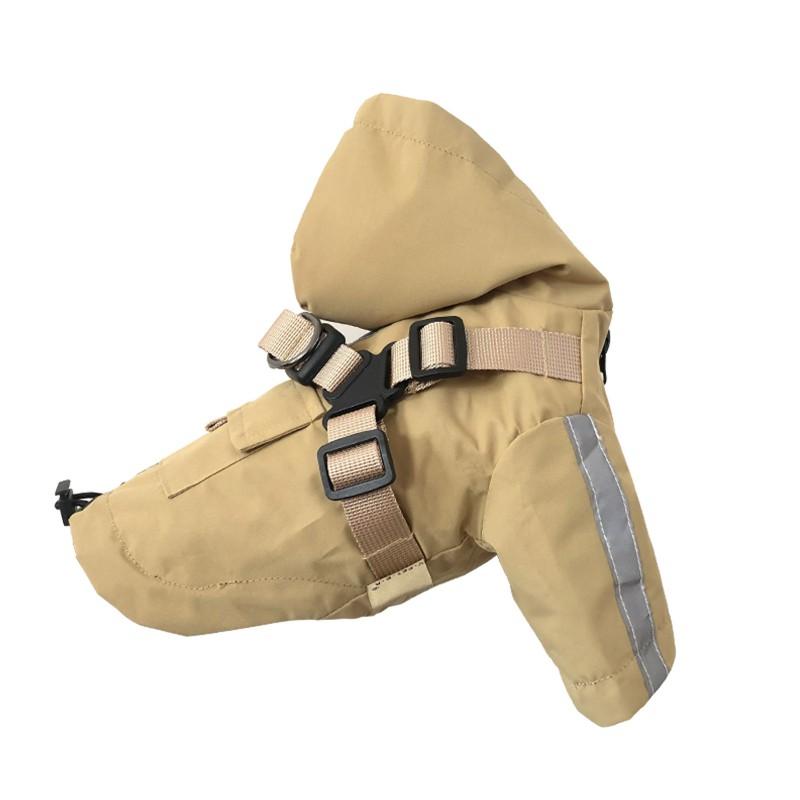 Waterproof Hooded Raincoat Small To Medium Dogs With Reflective Stripes Leash Clip