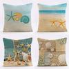 Sofa Pillow Cushion Linen Pillowcase Ocean Shell Series Starfish Pillowcase Car Backrest
