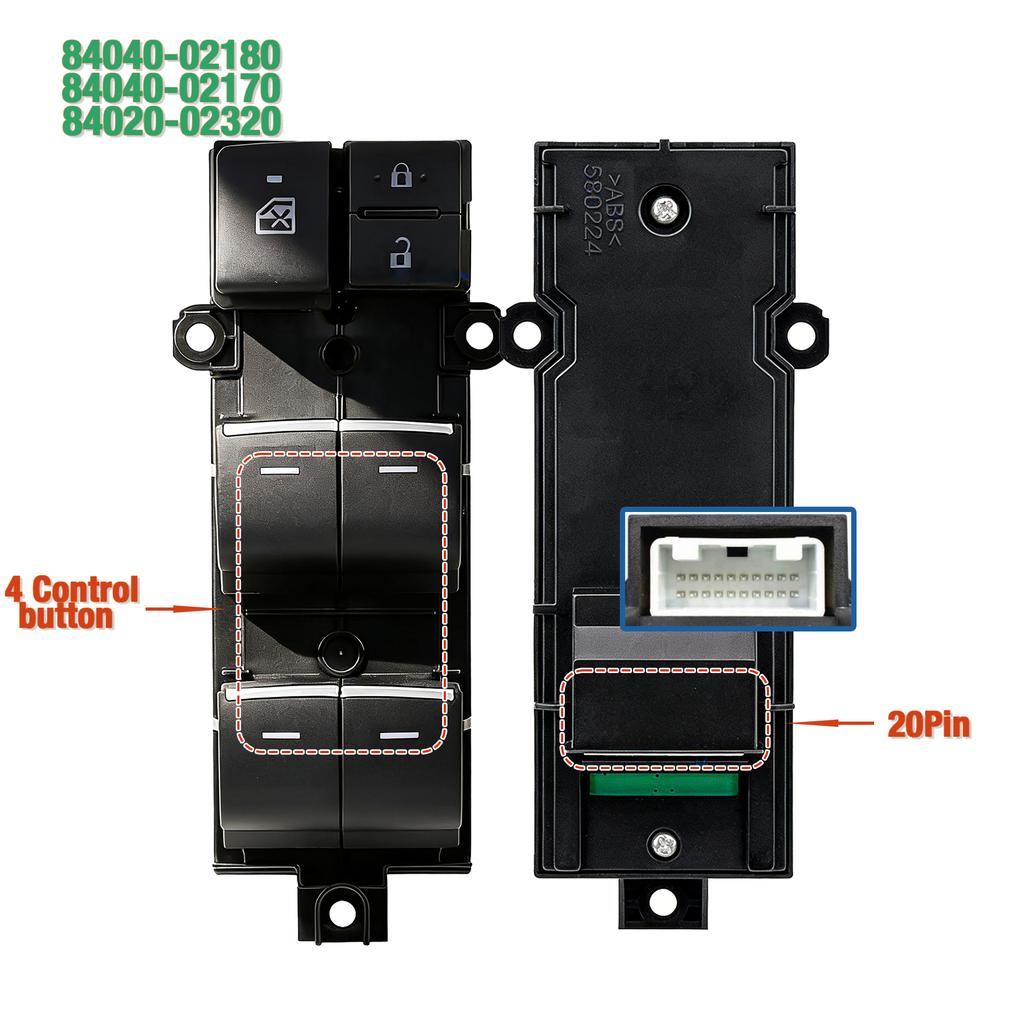 84040-02170 For Toyota RAV4 XA50 CHR 2018-,LHD Drive Side Master Electric Power Window Switch Glass Lifter Control Button
