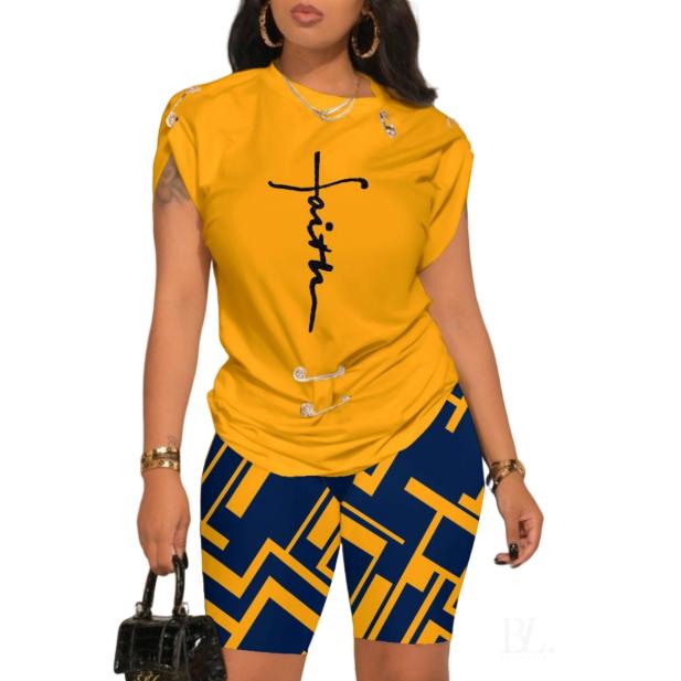 Летний комплект из свободного покроя с 3D-принтом, топ и шорты, повседневные комплекты из двух предметов одежды для женщин, спортивные костюмы