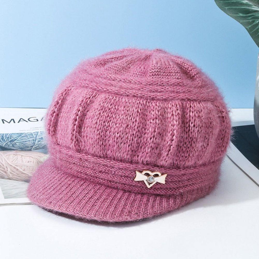 Вязаная шерстяная шапка, однотонная вязаная шапка, женская мода, зимний головной убор для пожилых людей
