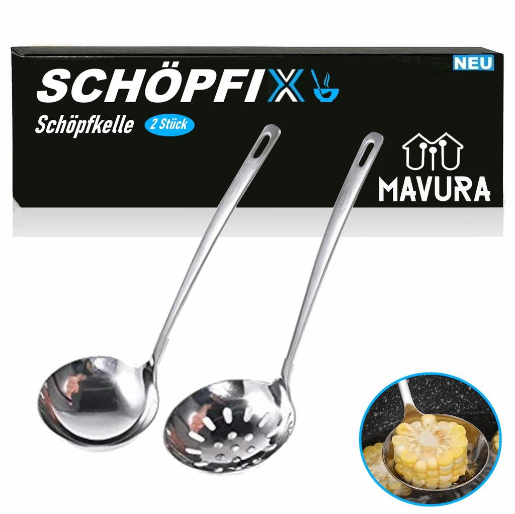 SCHÖPFIX Шумовка Половник Нержавеющая сталь Шумовка Половник Набор из 2 шт.