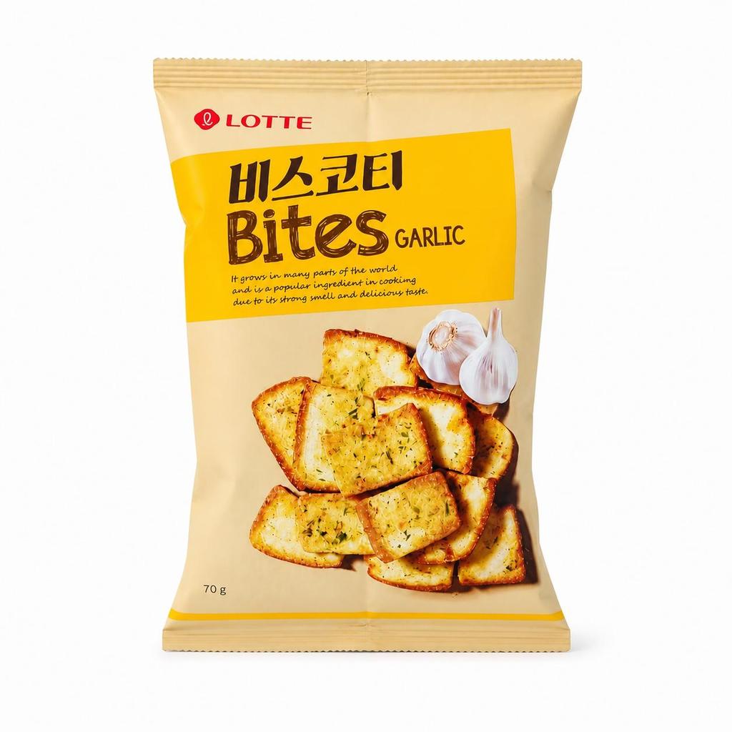 Запеченные хлебные чипсы Lotte с чесноком 70 г