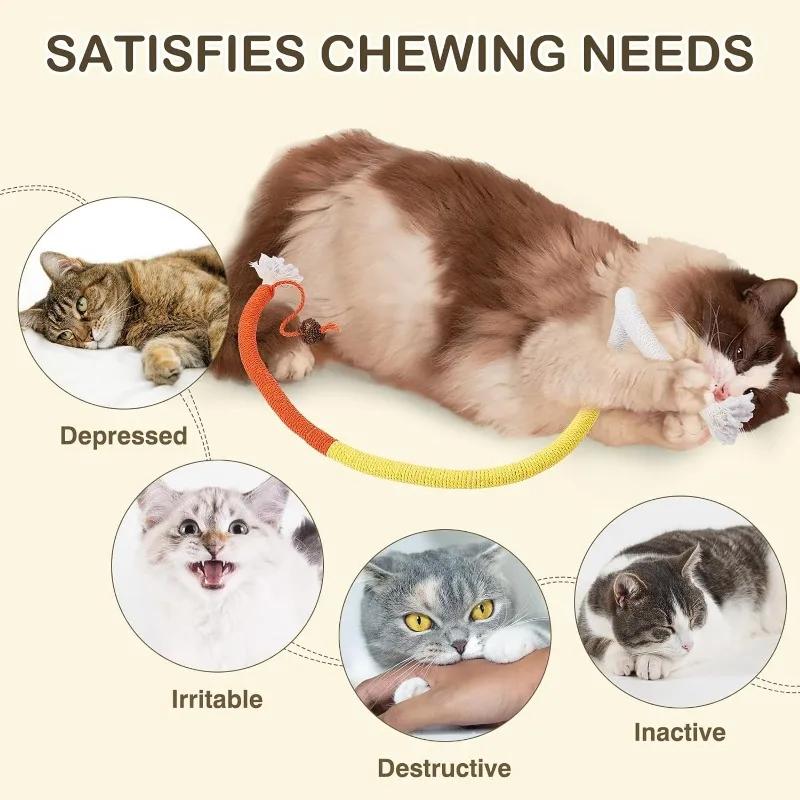 Cat Toys Cat Bite Rope Toy Refillable Natural Catnip Interactive Toys Kitten Teeth Cleaning Chew Toys Bite Rope for Dental Care