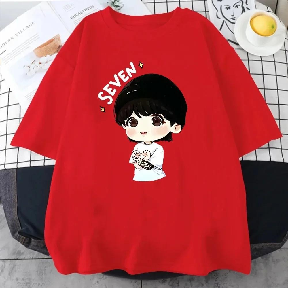 Футболка JungKook Seven Харадзюку Женская Эстетичная Забавная Каваии С коротким рукавом Унисекс Повседневная Спортивная с принтом Футболка женская одежда
