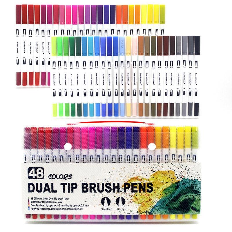 12/100/120Colors Dual Tip Calligraphy Pen Watercolor Brush Pen Art Markers Pens Manga Sketching Drawing Children DIY Supplies