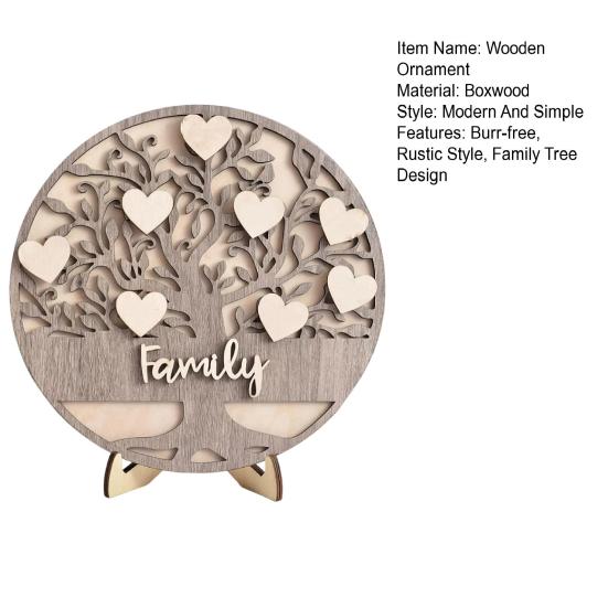 Wooden Family Tree Rustic Family Love Tabletop Sign Layered Heart Tree Ornament
