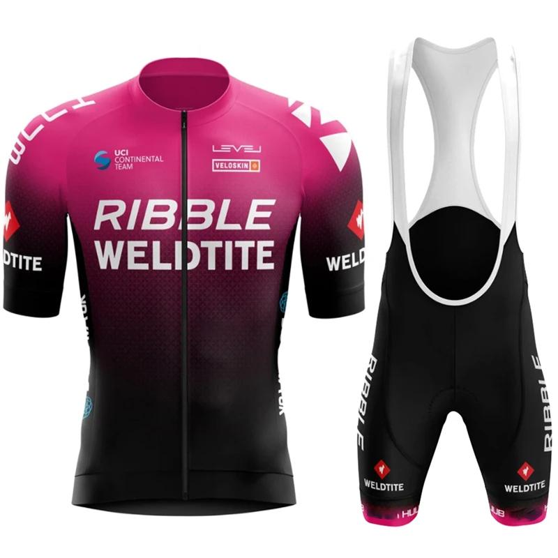 2026 Ribble Weldtite Cycling Jersey Set Short Sleeve Men Anti-UV Bike Summer Cycling Clothing Maillot Ciclismo Hombre Bicycle Suit