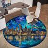 1pc Stained Glass Seattle Pattern Office Round Rugs, Under Chair Round Rugs for Living Room, Bedroom, Bathroom Decoration Carpet 091814