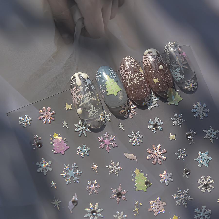 Tomoni Crystal Snowflake Nail Stickers for Kids - Festive Nail Art Decorative Stickers