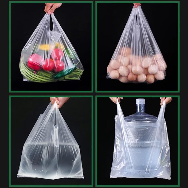 Прозрачный белый пластиковый пакет-майка для упаковки продуктов и фруктов - Одноразовый и удобный для использования на вынос и в супермаркете