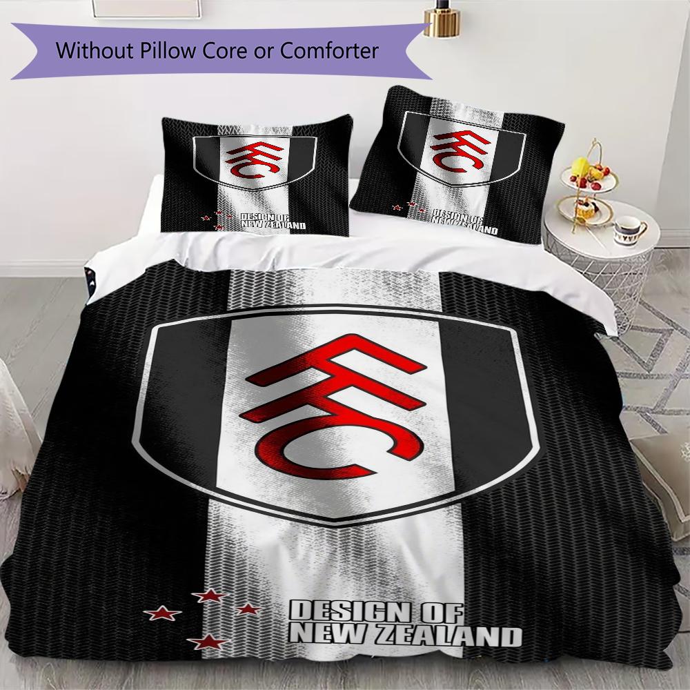 Fulham FC Pattern Bedding uilt Set uilt Cover Pillowcase Home Decoration Birthday Gift (1 * duvet cover + 2 * pillowcase without core)