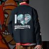 Li Ning X Og_Slick Collaboration Skateboard Series Cartoon Pattern Printed Freeneck Cotton Jacket Winter Men Jacket Black AJMS017-2